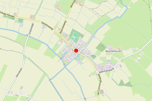 Brandweer-melding op Baarderbuorren, Arum op 22 juni, kaart-overzicht
