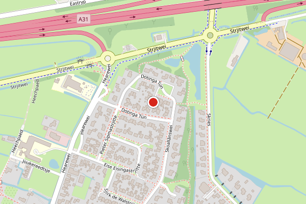 Brandweer-melding op Dotinga Tun, Dronryp op 24 juni, kaart-overzicht