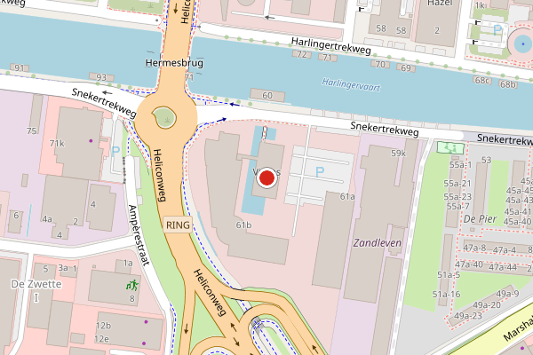 Brandweer-melding op Snekertrekweg, Leeuwarden op 24 juni, kaart-overzicht