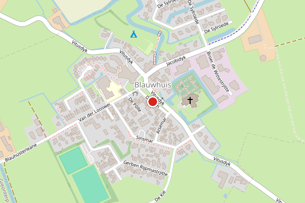 Brandweer-melding op Dykslan, Blauwhuis op 24 juni, kaart-overzicht
