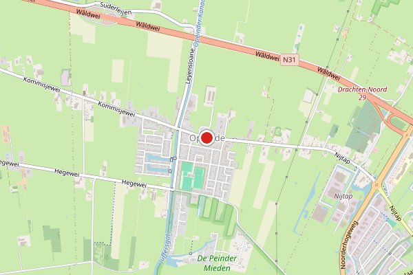 Brandweer-melding op Opeinde op 25 juni, kaart-overzicht