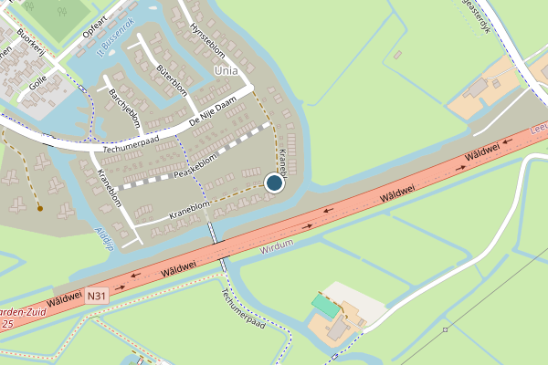 Politie-melding op Kraneblom, Leeuwarden op 25 juni, kaart-overzicht