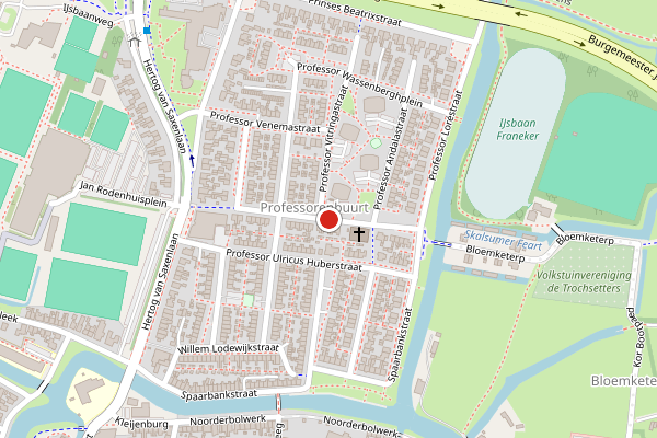 Brandweer-melding op Professor Holwardastraat, Franeker op 27 juni, kaart-overzicht