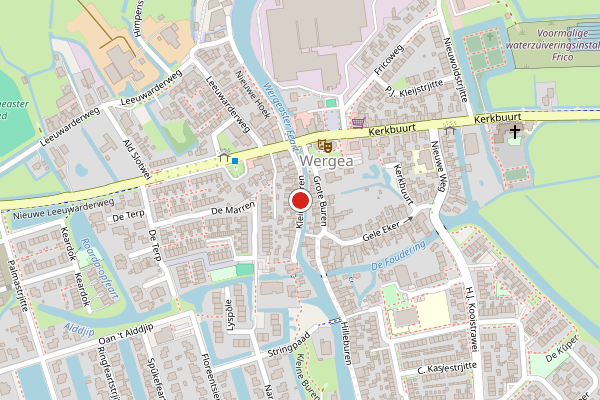 Brandweer-melding op Kleine Buren, Wergea op 26 juni, kaart-overzicht